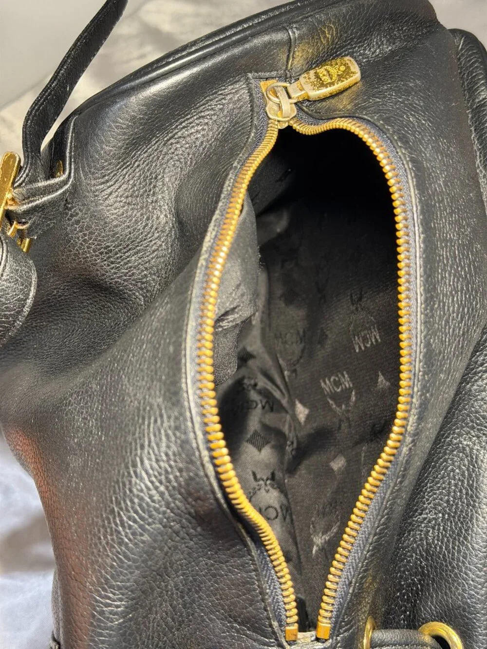 MCM Black Leather Backpack